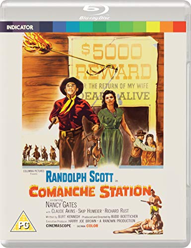 Blu-ray cover art for the Western film Comanche Station featuring Randolph Scott and cast.