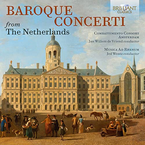 CD cover: Baroque concerti featuring a Dutch building and figures.