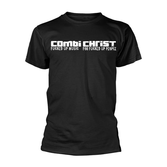Black t-shirt with white "Combichrist" text and band logo.