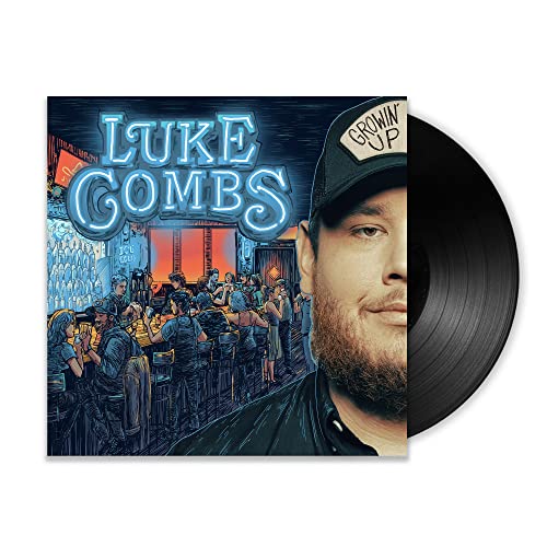 Luke Combs "Growin' Up" vinyl record with album cover and artist portrait.