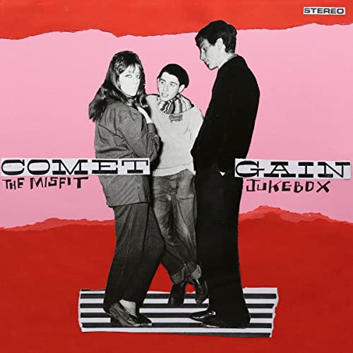 Album cover for Comet Gain’s “The Misfit Jukebox” featuring three people.