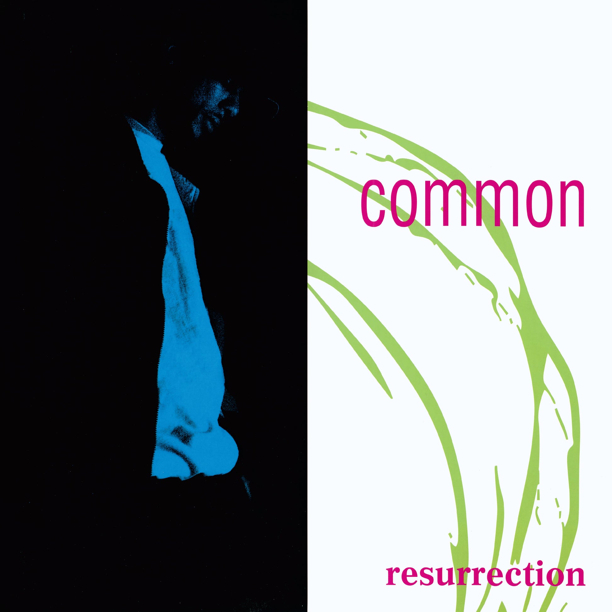 Album cover for Common’s “Resurrection” with abstract black and white design.