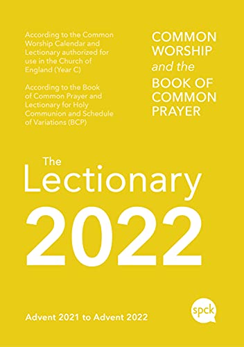 Yellow and white 2022 Common Worship Lectionary spiral-bound book cover.