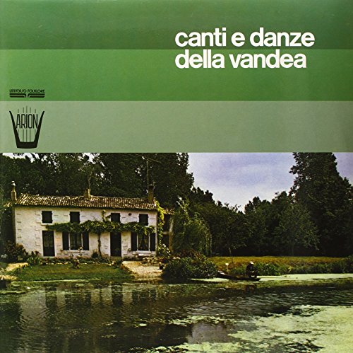 Vinyl record cover: rural house by water, green and cloudy sky.