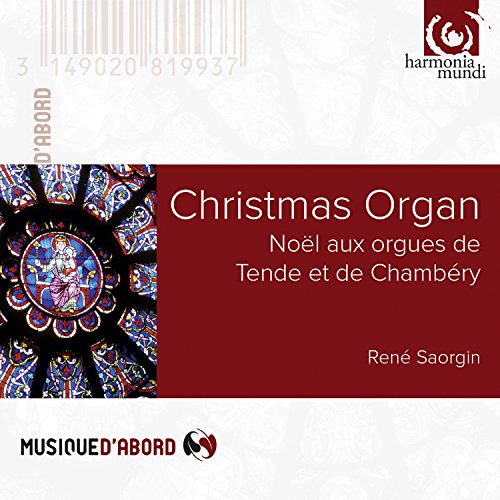 CD cover for "Christmas Organ" featuring a stained-glass rose window.