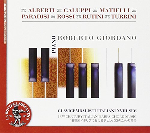 CD cover: abstract harpsichord keys, composer names, and "Clavicembalisti Italiani.