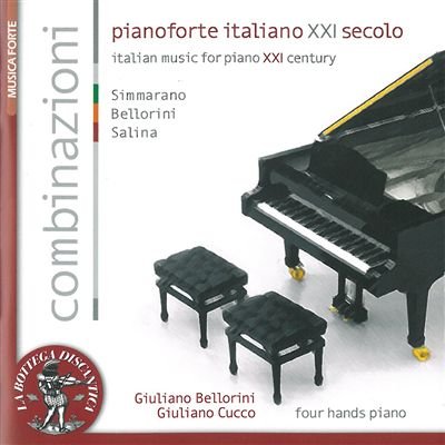 CD cover: black grand piano with stools, text “Combinazioni – pianoforte italiano.”
