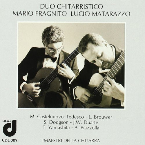 CD cover featuring two men playing classical guitars in formal wear.