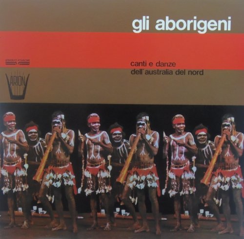 Vinyl record cover: “Gli Aborigeni” featuring Aboriginal musicians with didgeridoos.