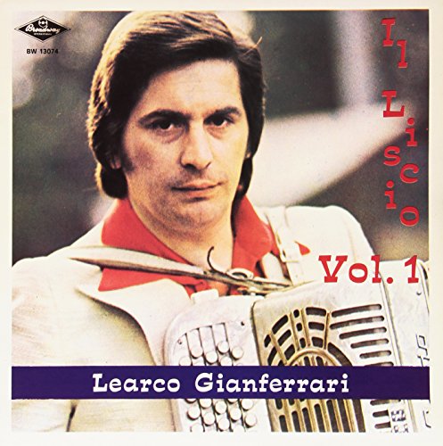 Vinyl record cover featuring a portrait of Learco Gianferrari with an accordion.