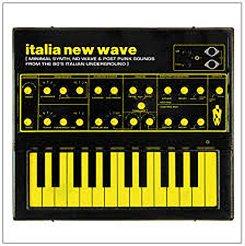 Yellow vinyl record cover featuring a synthesizer control panel design.
