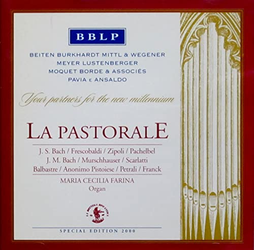 CD cover for “La Pastorale” featuring organ pipes and text listing composers.