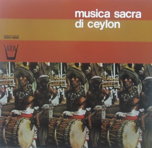 Vinyl record cover: "Musica Sacra Di Ceylon" with drummers in procession.