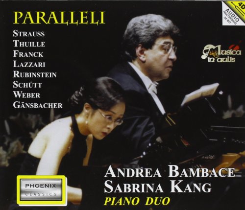 CD cover for "Paralleli" featuring two pianists at a grand piano.