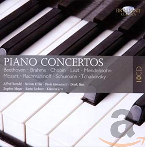 CD cover for "Piano Concertos" featuring composers and a piano keyboard.