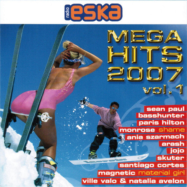 CD cover for “Reggaeton Mega Hits Vol. 1” featuring a snowboarder.