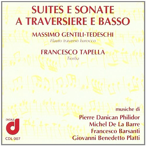 CD cover for "Suites E Sonate A Traversiere" with yellow background and musical notes.