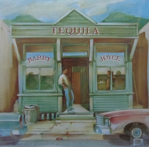 Painted record cover depicting a green building with “Tequila” and “Barry Joyce” signage.