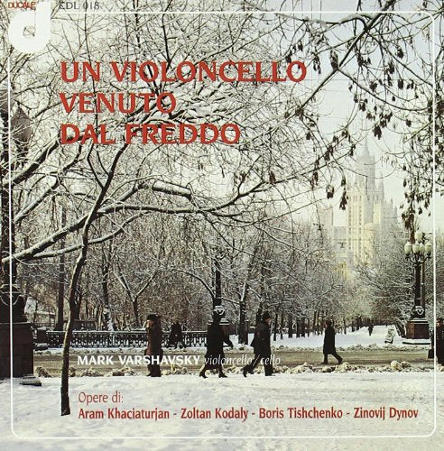 CD cover: snowy park scene with red text, "Un Violoncello Venuto Dal Freddo".