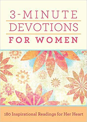 Book cover titled 3-Minute Devotions for Women with a floral pattern background.
