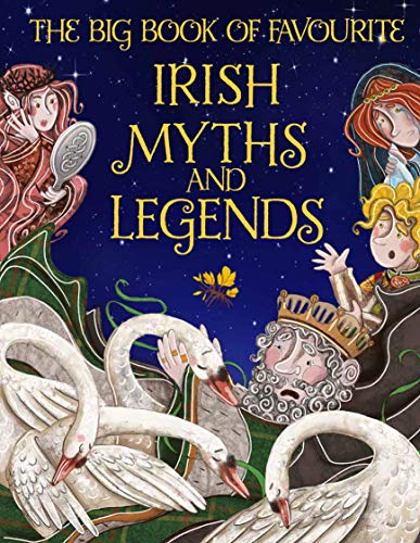 Book cover with illustrated figures from Irish mythology and two swans.