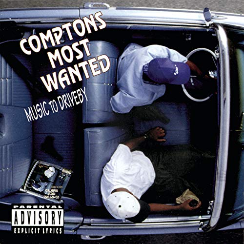 CD cover: two men in a car, parental advisory label visible.