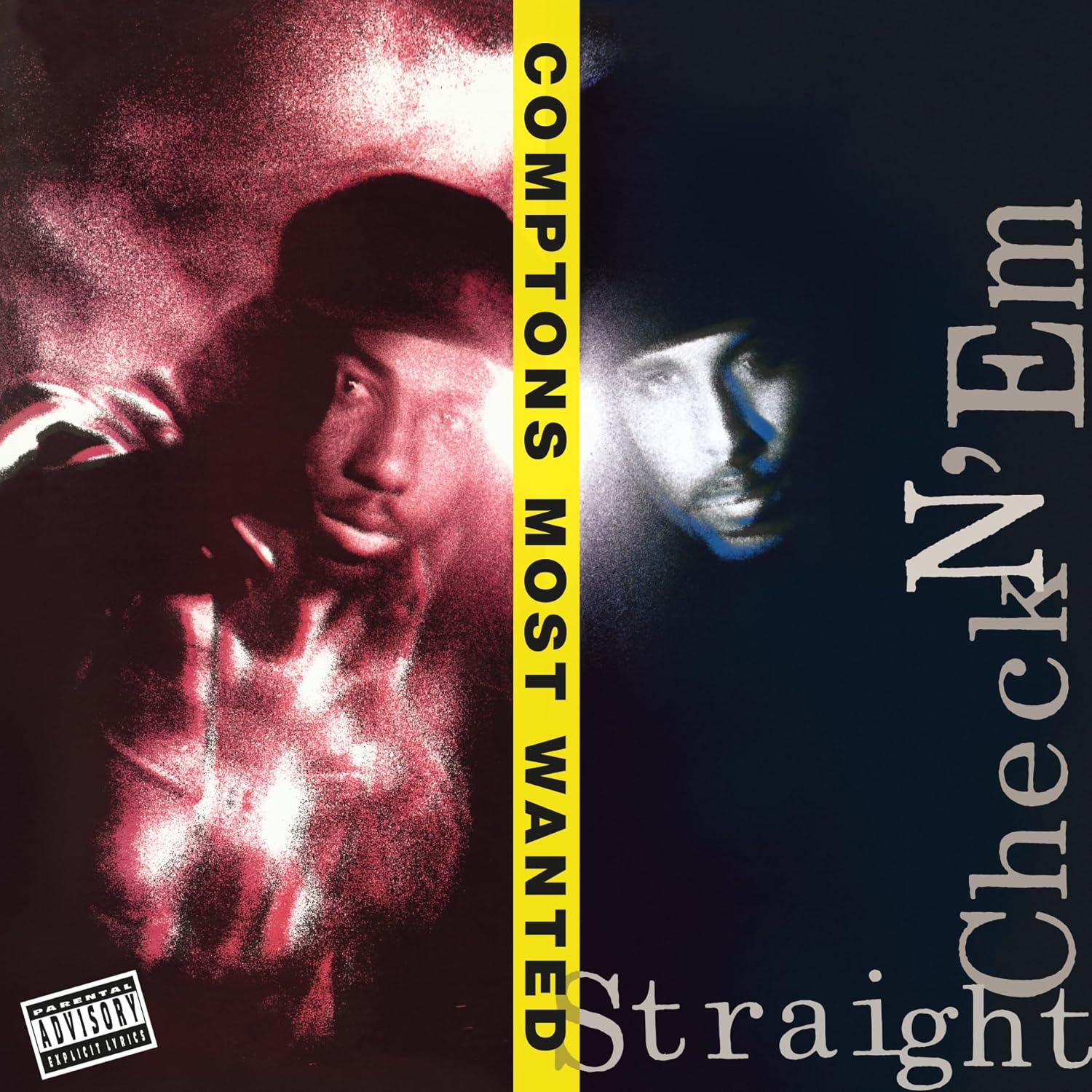 Album cover for Comptons Most Wanted’s “Straight Checkn Em” featuring a portrait.