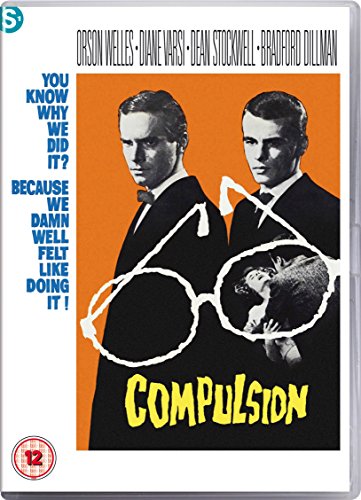 DVD cover for "Compulsion" featuring two men and glasses with a figure.