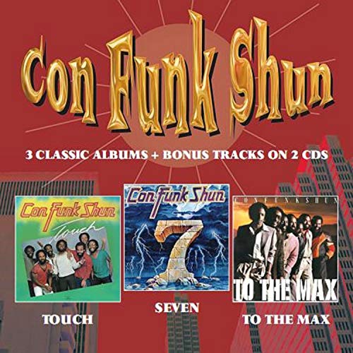 Album cover featuring three Con Funk Shun album artworks on a red background.