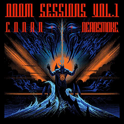 CD cover art: demonic figure rising from waves, pixelated style.