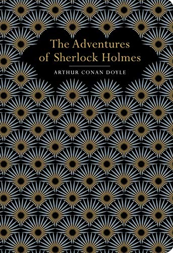 Book cover with a black background and repeating gold and grey fan-like pattern.