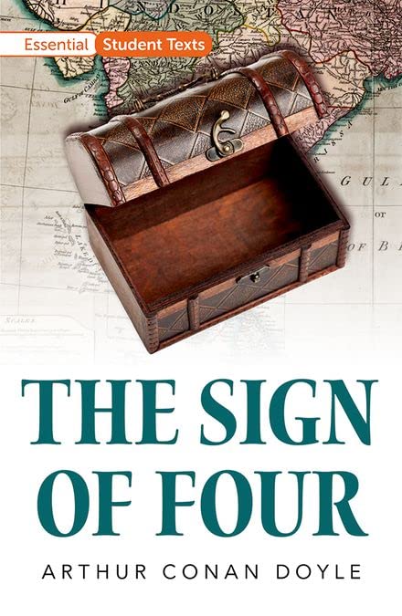 Book cover for "The Sign of Four" featuring a treasure chest.