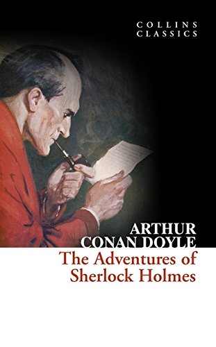 Book cover: portrait of Sherlock Holmes reading a document.