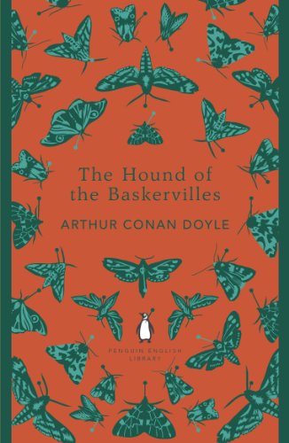 Book cover: “The Hound of the Baskervilles” with moth pattern.