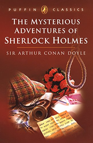 Puffin Classics book cover: “The Mysterious Adventures of Sherlock Holmes” with floral still life.