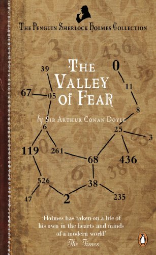 Penguin Sherlock Holmes book cover: "The Valley of Fear" with numbers and silhouette.