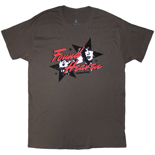 Charcoal grey unisex t-shirt with "Found Heaven Stars" design, size X-Large.