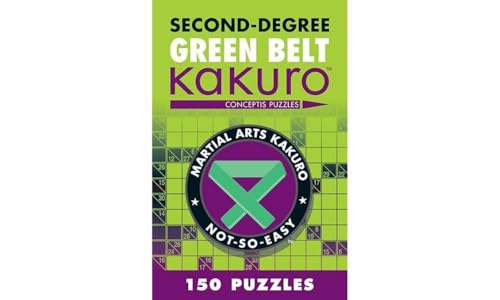 Kakuro puzzle book cover, green and purple, with a martial arts seal.