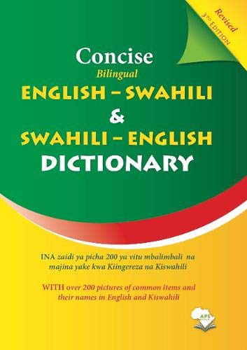 Cover of the Concise English-Swahili and Swahili-English Dictionary with green and yellow background.