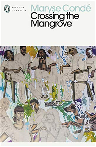 Book cover: “Crossing the Mangrove” with illustrated figures in white.