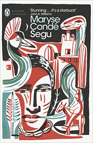 "Book cover of 'Segu' by Maryse Condé, featuring abstract illustrations in red, white, and black."