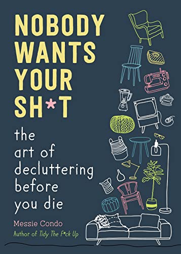 Book cover with bold text and sketched illustrations of household items.