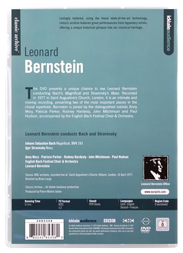 DVD back cover featuring Leonard Bernstein, text details, and barcode.