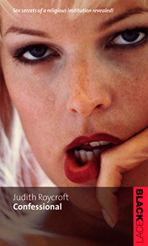 Book cover: close-up of a blonde woman biting her lip, titled "Confessional.