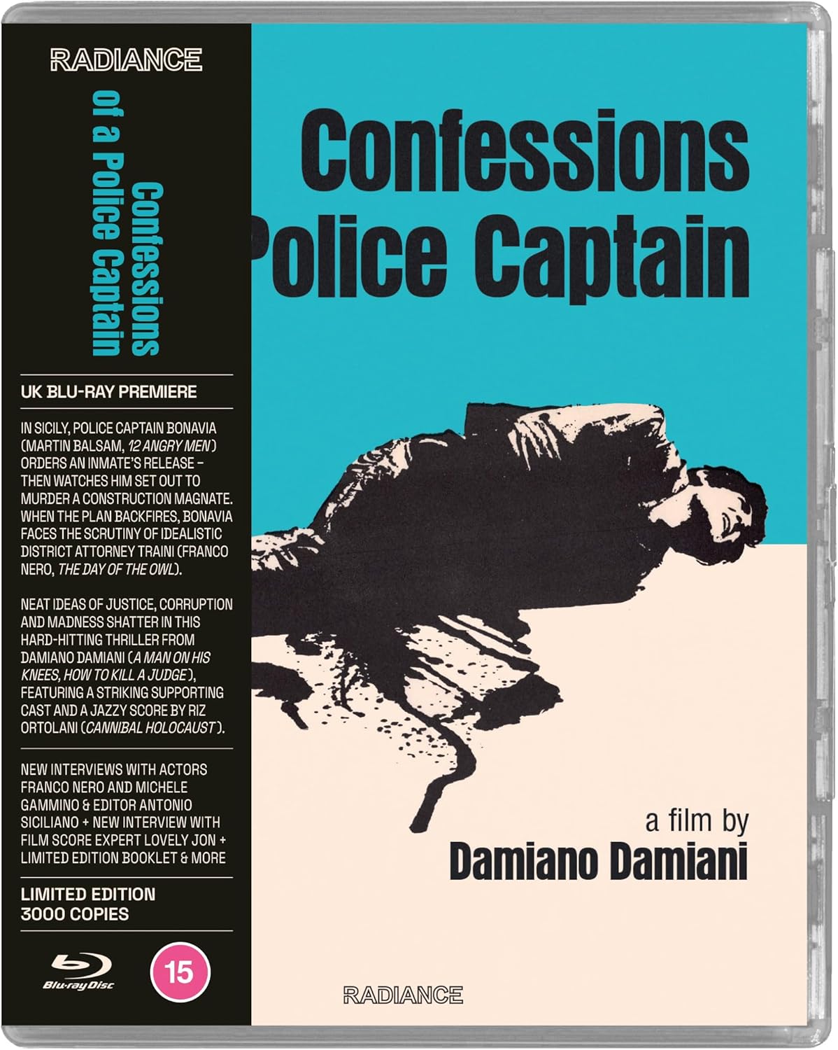 Blu-ray cover for “Confessions of a Police Captain” with a distressed portrait.