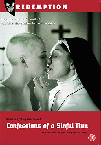 DVD cover: two women in religious habit kissing, red background.