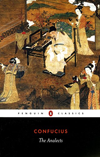 Book cover: “The Analects” by Confucius, with a classical painting.