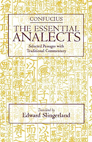 Book cover for "The Essential Analects" by Confucius, gold text on patterned background.