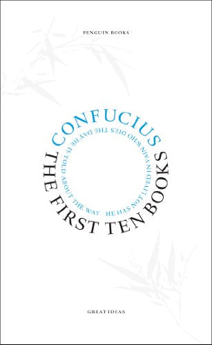 Blue and white Penguin Great Ideas book cover featuring the word "Confucius".