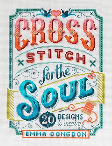Book cover with colorful cross-stitch lettering and floral embellishments.